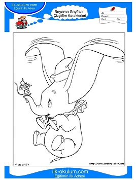 Çocuklar İçin Uçan Fil Dumbo Boyama Sayfaları 